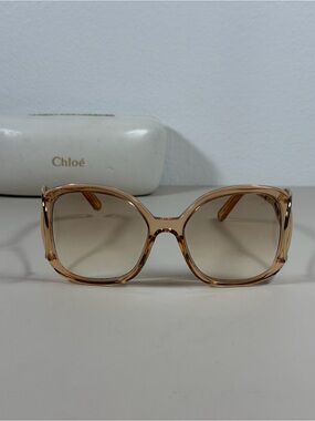 Chloé Women's Light Beige Oversized Square Prescription Glasses